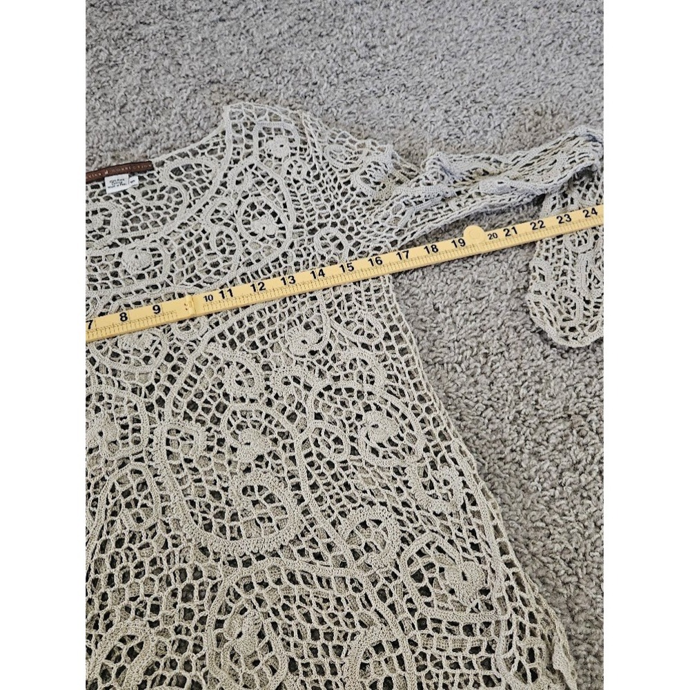 Peruvian Connection Pima Cotton Crochet Lace Top Beige Paisley Long Sleeve Small - Picture 4 of 6
